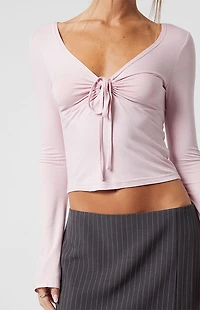 Third Charm Maya Long Sleeve Keyhole Top