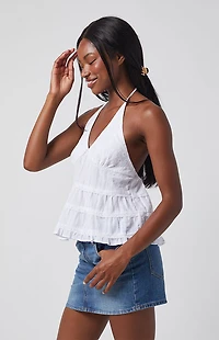 Beverly and Beck Josie Eyelet Halter Tank Top