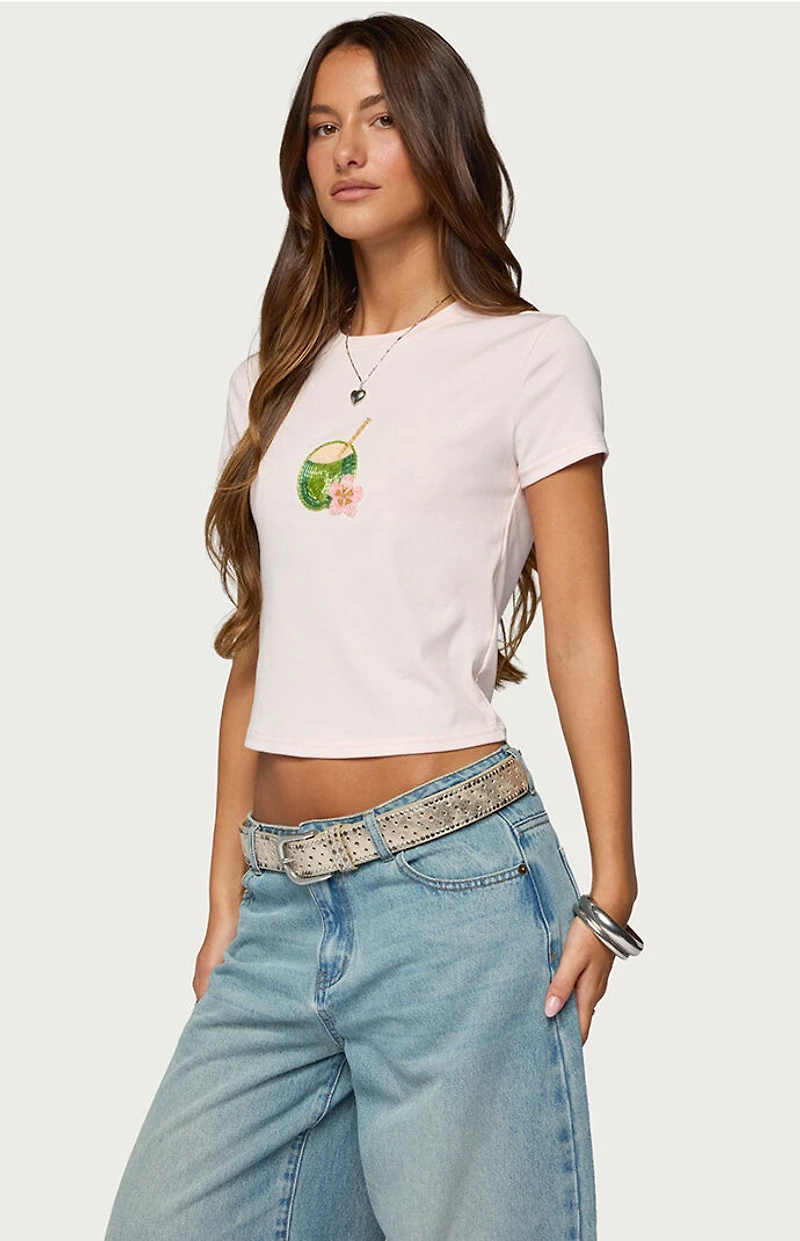 Edikted Coconut Beaded T-Shirt