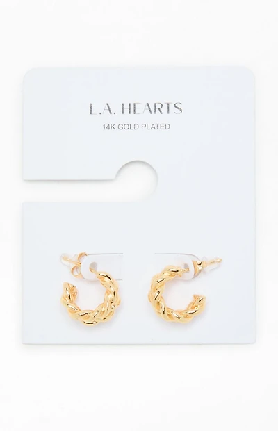 LA Hearts 14K Gold Plated Braided Hoop Earrings