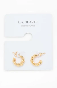 LA Hearts 14K Gold Plated Braided Hoop Earrings