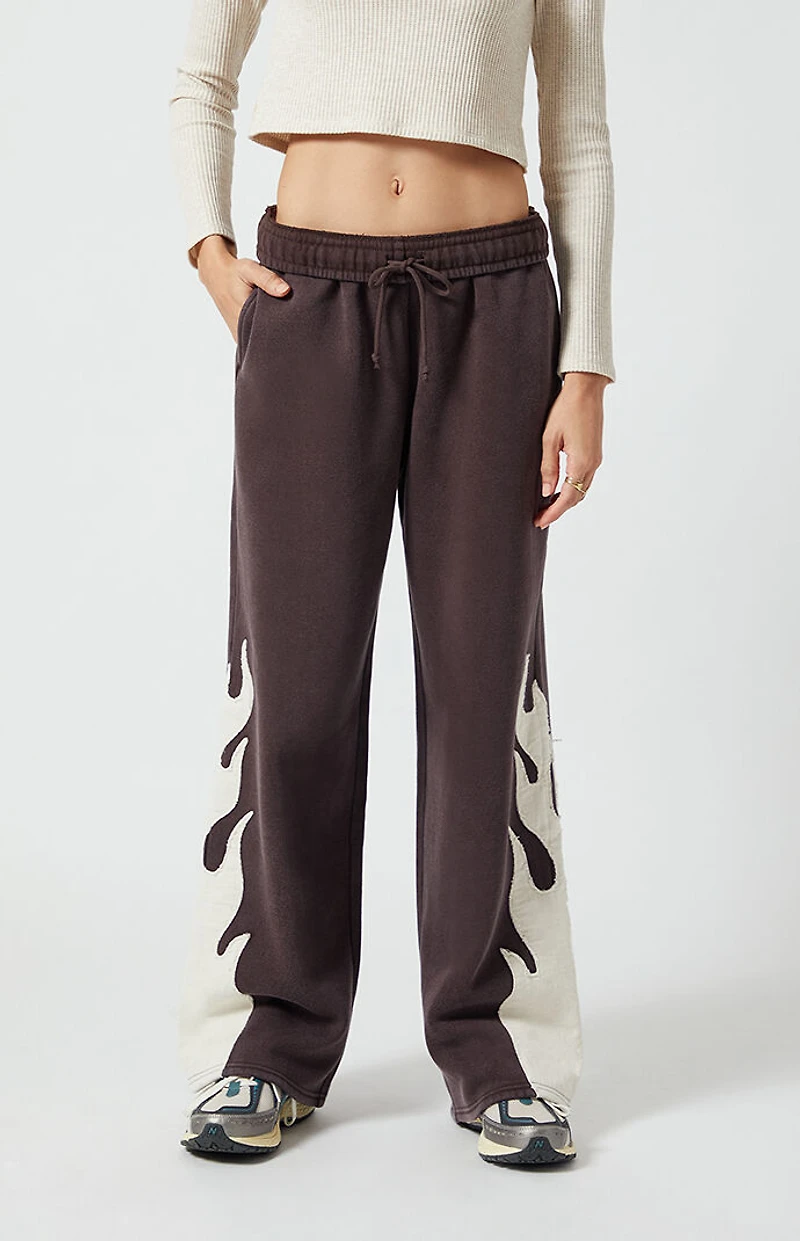 Pacsun Flame Applique Vintage Wash Baggy Sweatpants