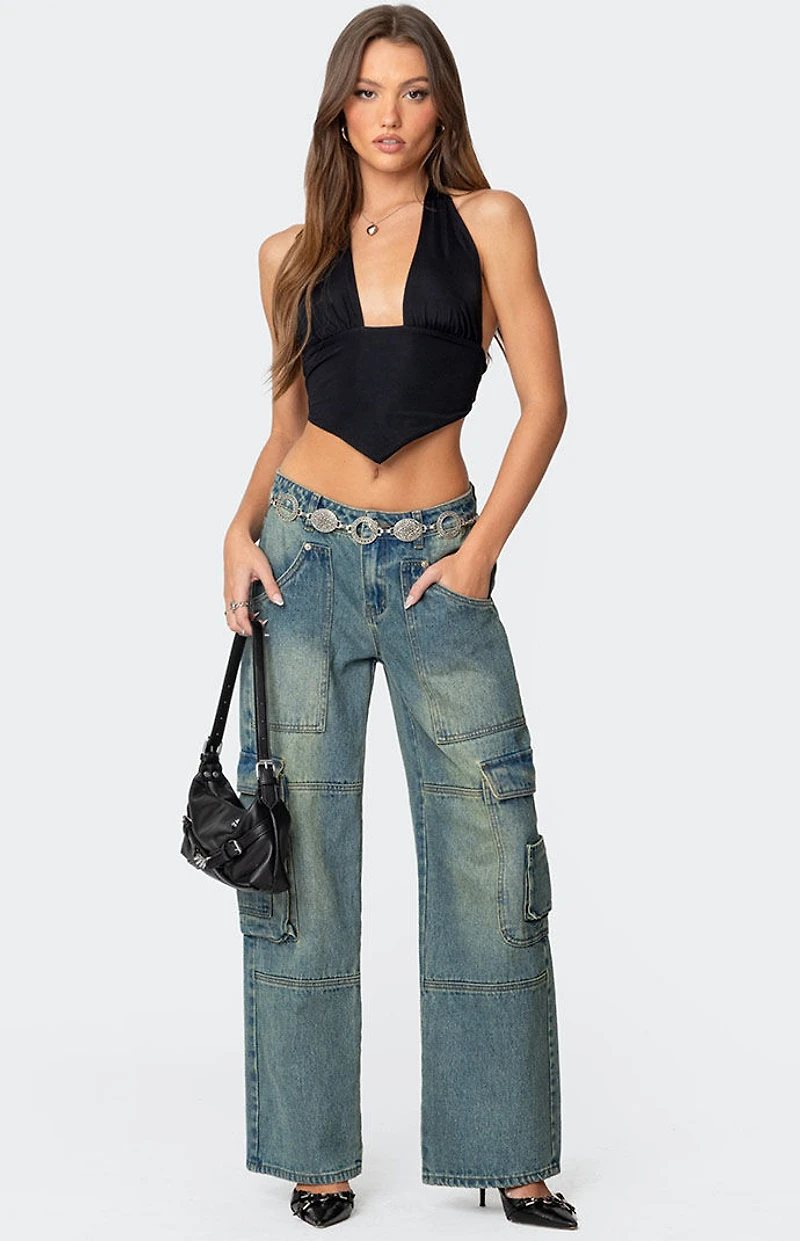 Edikted Open Back Triangle Halter Top