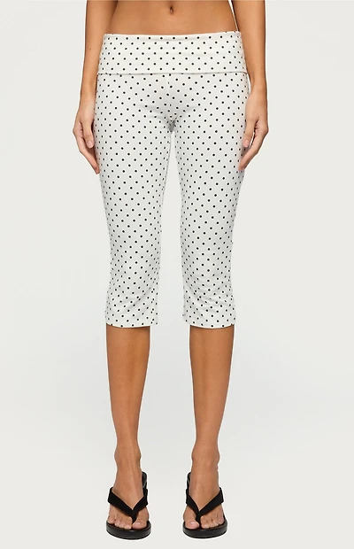 Edikted Eloisa Polka Dot Foldover Capri Pants