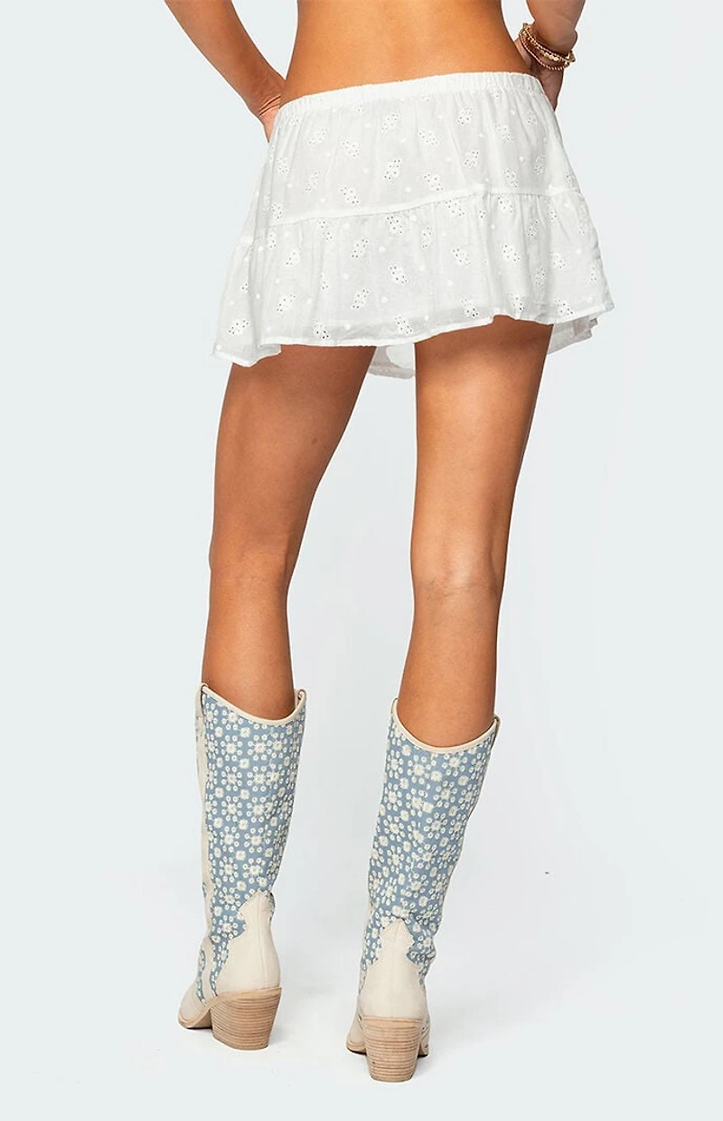 Edikted Dora Eyelet Flared Mini Skirt
