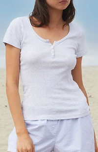 John Galt Heather Grey Zelly  Short Sleeve Top