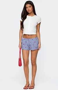 Edikted Cherry Embroidered Gingham Boxer Shorts