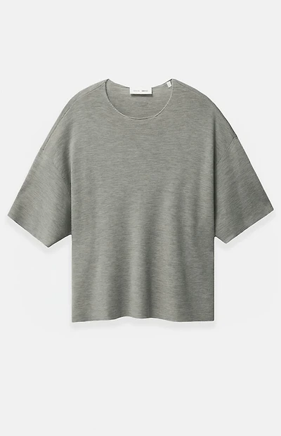Fear of God ESSENTIALS Concrete Heather Merino Wool Short Sleeve Knit T-Shirt