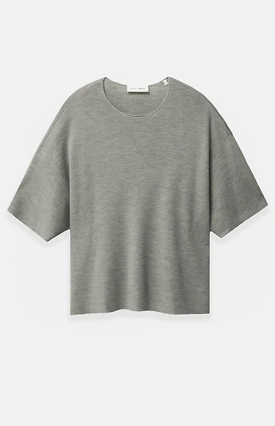 Fear of God ESSENTIALS Concrete Heather Merino Wool Short Sleeve Knit T-Shirt