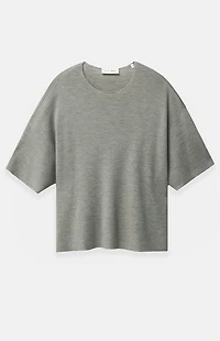 Fear of God ESSENTIALS Concrete Heather Merino Wool Short Sleeve Knit T-Shirt