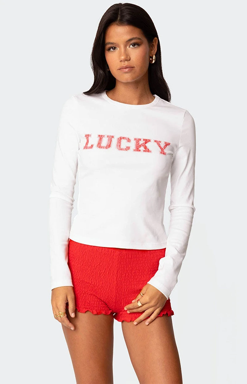 Edikted Get Lucky Long Sleeve T-Shirt