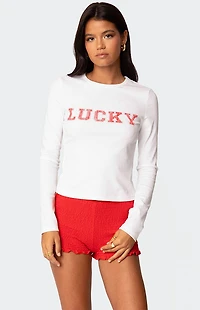 Edikted Get Lucky Long Sleeve T-Shirt