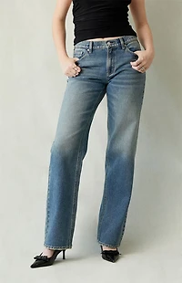 Pacsun Jordyn Low Rise Straight Leg Jeans Medium Blue Tinted