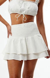 WEWOREWHAT Smocked Ruffle Mini Skirt