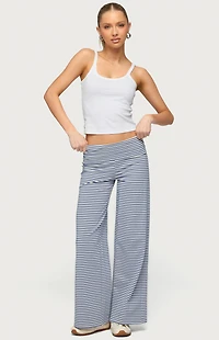 Edikted Petite Lilah Striped Fold Over Pants