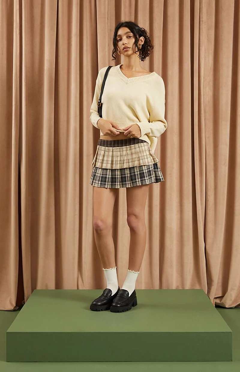 Beverly and Beck Multi Plaid Mini Skort