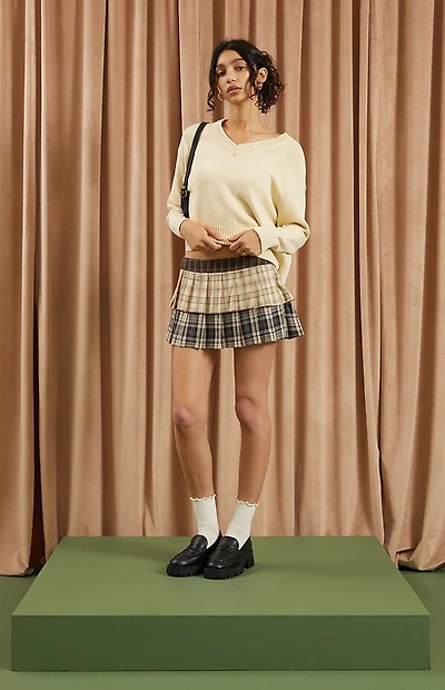 Beverly and Beck Multi Plaid Mini Skort