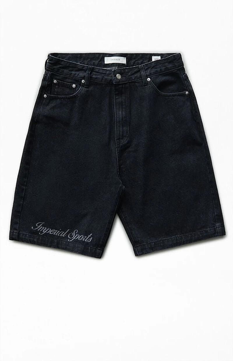 Pacsun Imperial Sports Guild Black Baggy Denim Shorts