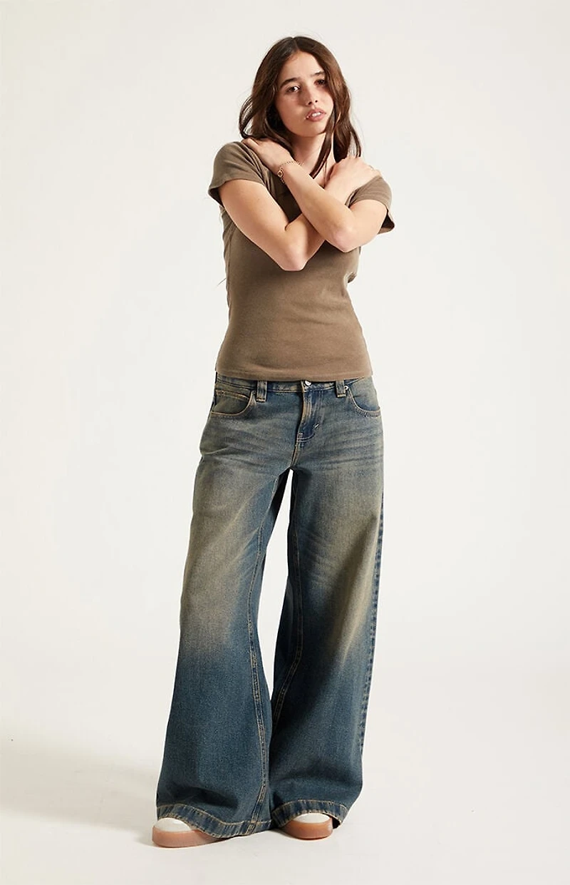 Pacsun Sloane Low Rise Ultra Baggy Jeans Dark Blue Tint