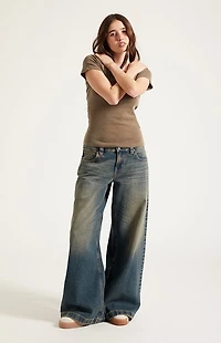 Pacsun Sloane Low Rise Ultra Baggy Jeans Dark Blue Tint