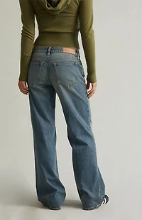 Pacsun Zoe Low Rise Girlfriend Jeans Medium Blue Wash