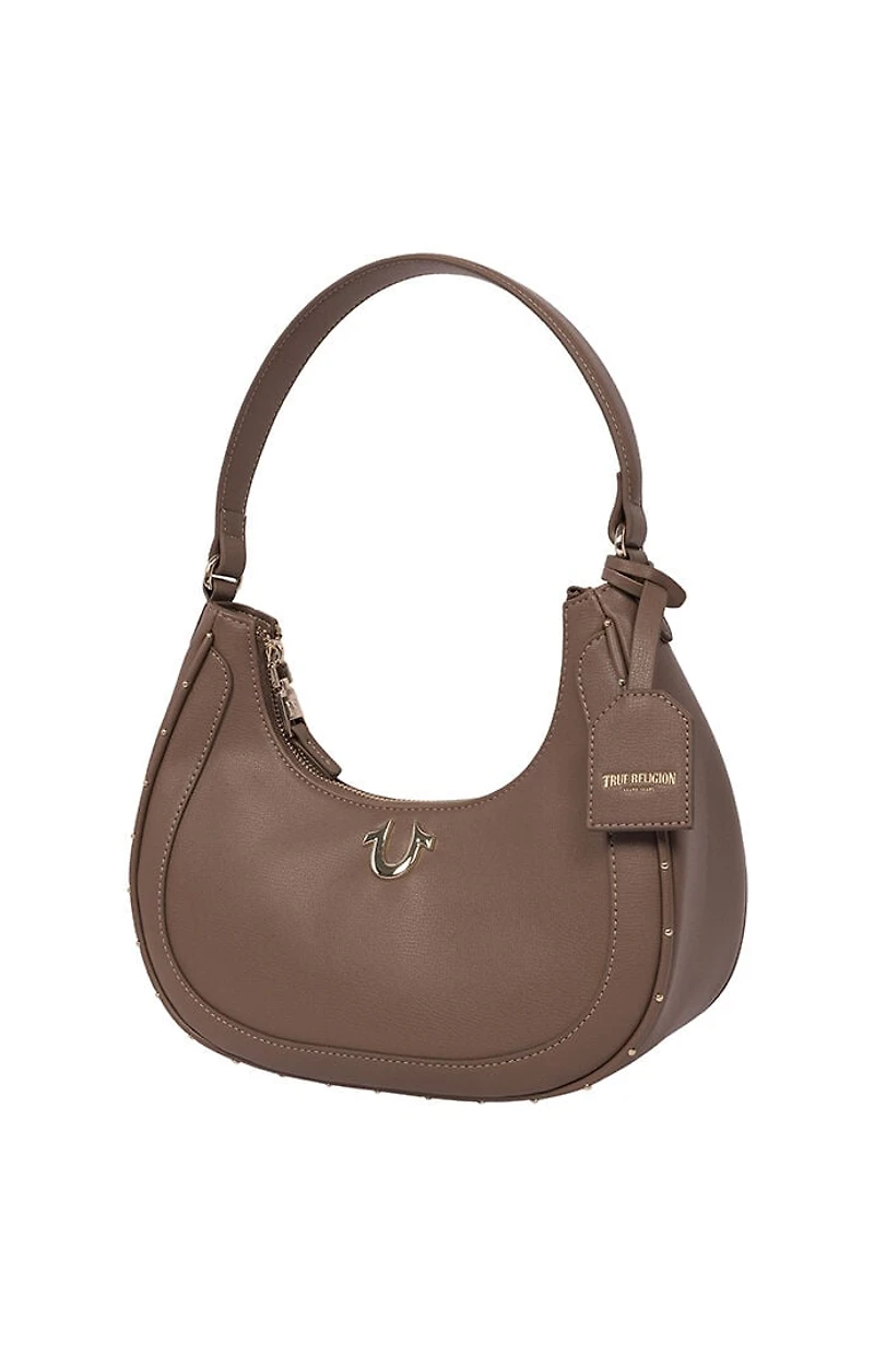 True Religion Top Zip Crescent Hobo Bag