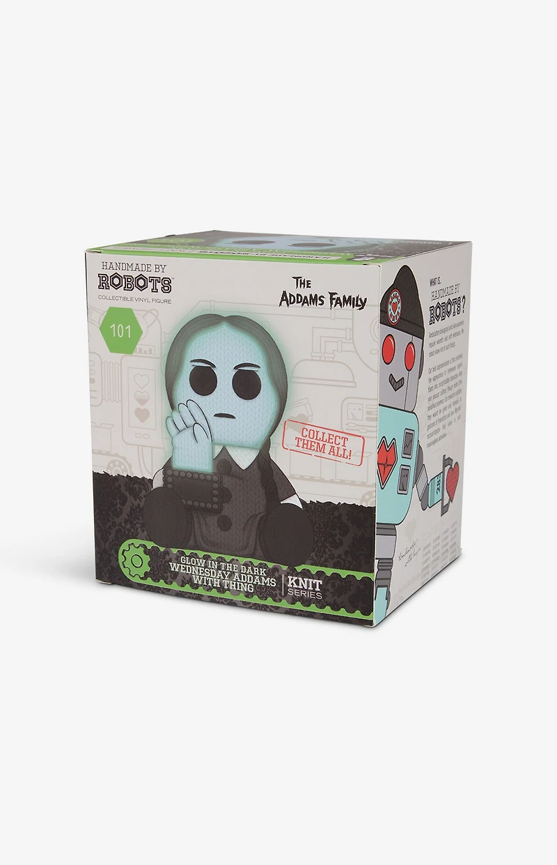 The Addams Family Wednesday Addams With Thing Glow In The Dark 101 Knit Series Vinyl Figure