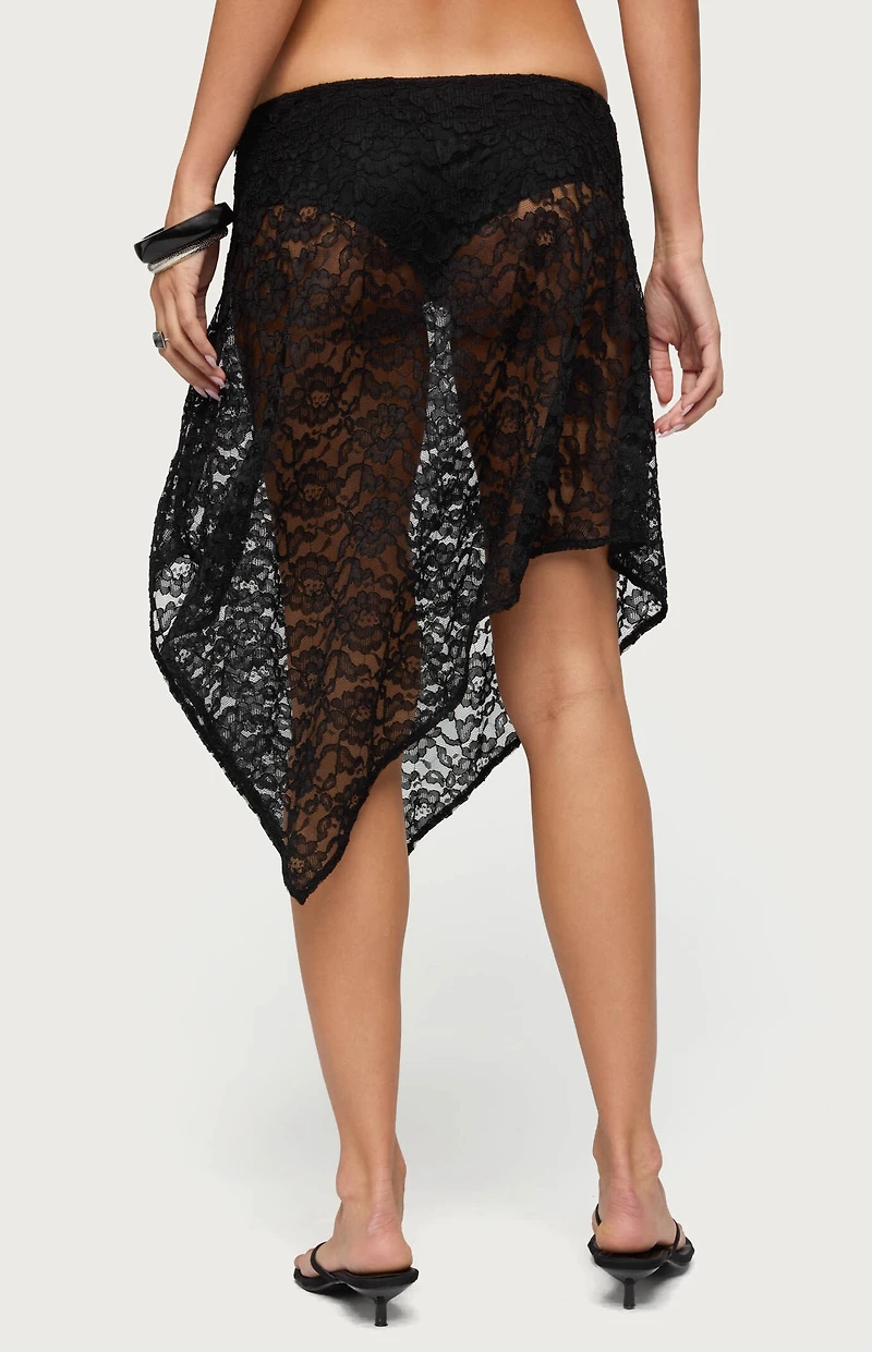 Edikted Sheer Lace Handkerchief Mini Skort