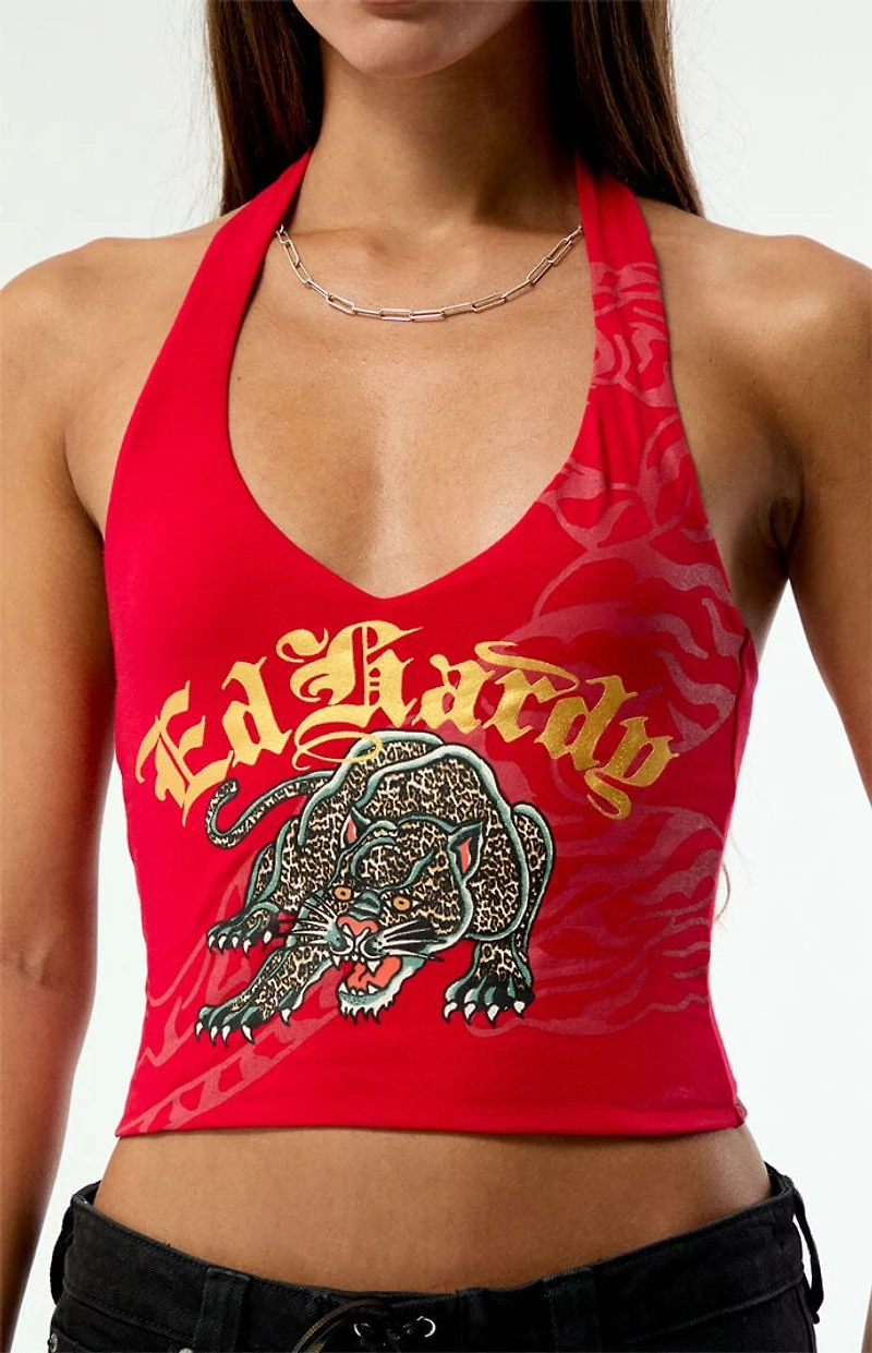 Ed Hardy Leopard Panther Halter Top