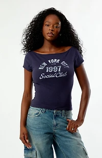 Your Favorite NYC Social Club Off-The-Shoulder T-Shirt