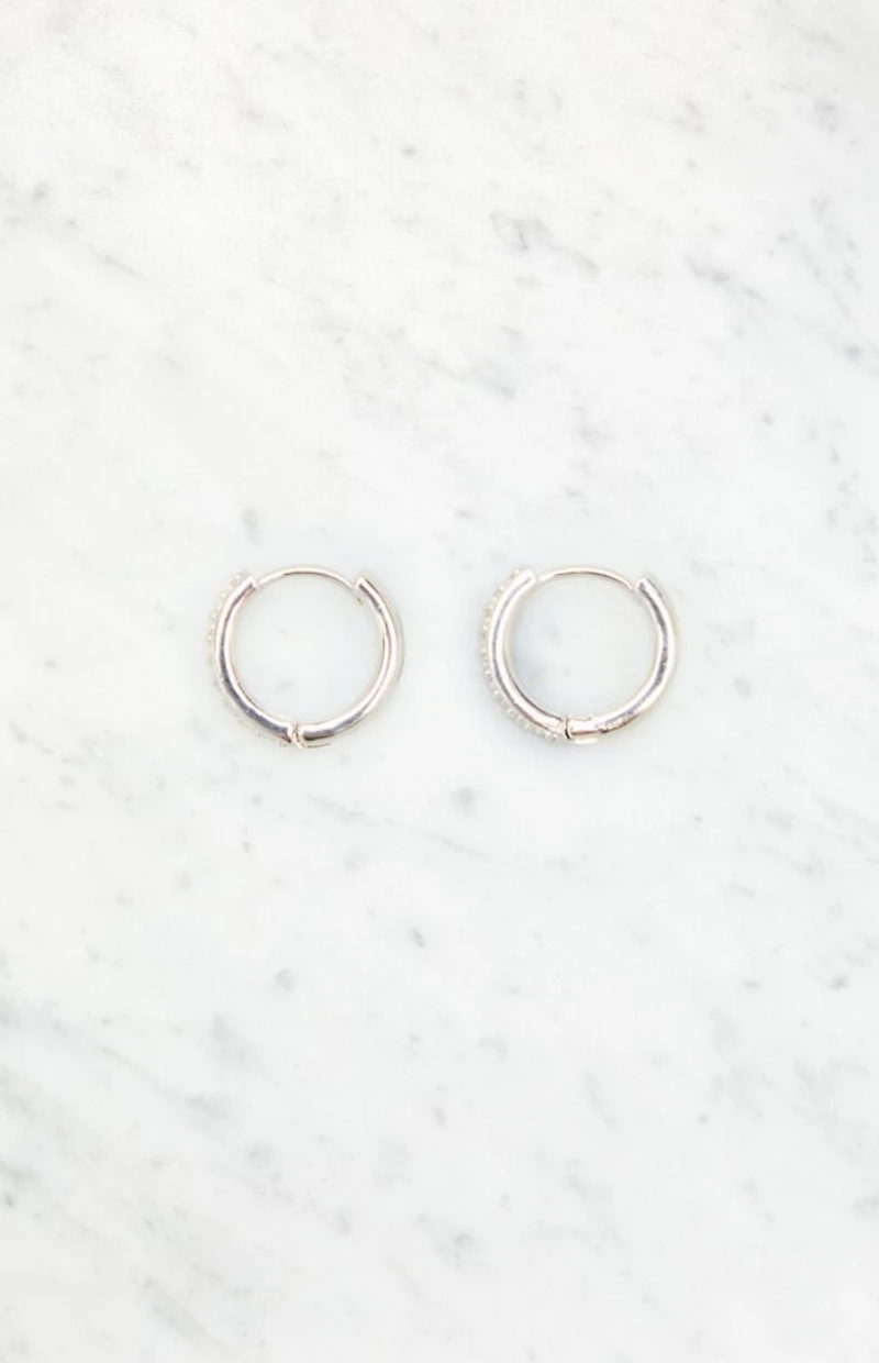LA Hearts Silver 14K Gold Plated Rhinestone Hoop Earrings