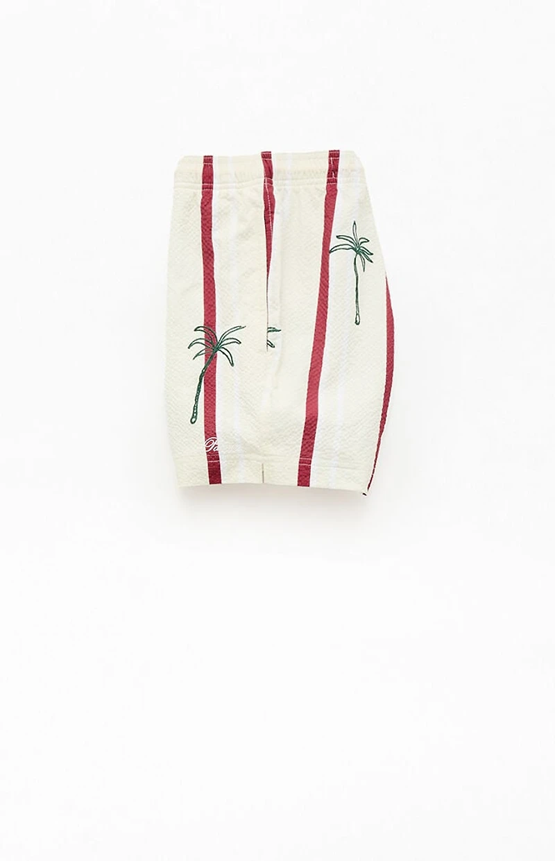 Pacsun Palm Striped Seersucker 4.5" Swim Trunks