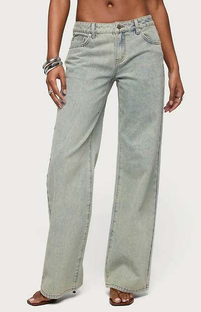 Edikted Tall Magda Acid Wash Low Rise Baggy Jeans