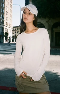 John Galt White Leah Long Sleeve Top