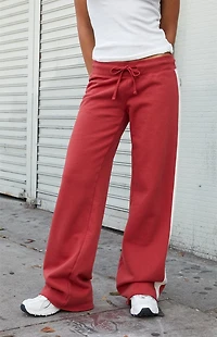 John Galt Red Hilary Side Stripe Soft Yoga Baggy Sweatpants