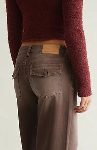 Pacsun Casey Low Rise Baggy Jeans Button Pocket Brown