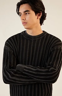 Pacsun Black Wide Ribbed Knit Crew Neck Sweater