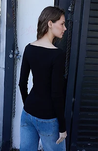 John Galt Black Jennie Long Sleeve Top