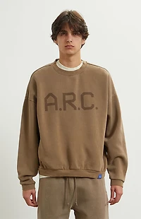 A.R.C. Brown Vintage Wash Heavyweight Fleece Crew Neck Sweatshirt
