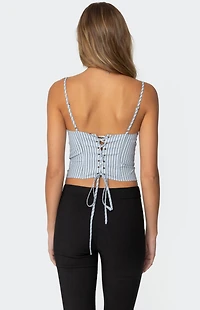 Edikted Lois Lace Up Pinstripe Corset
