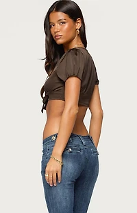 Edikted Beki Satin Effect Tie Crop Top