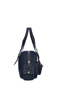 True Religion Dark Denim Multi Patch Satchel Bag
