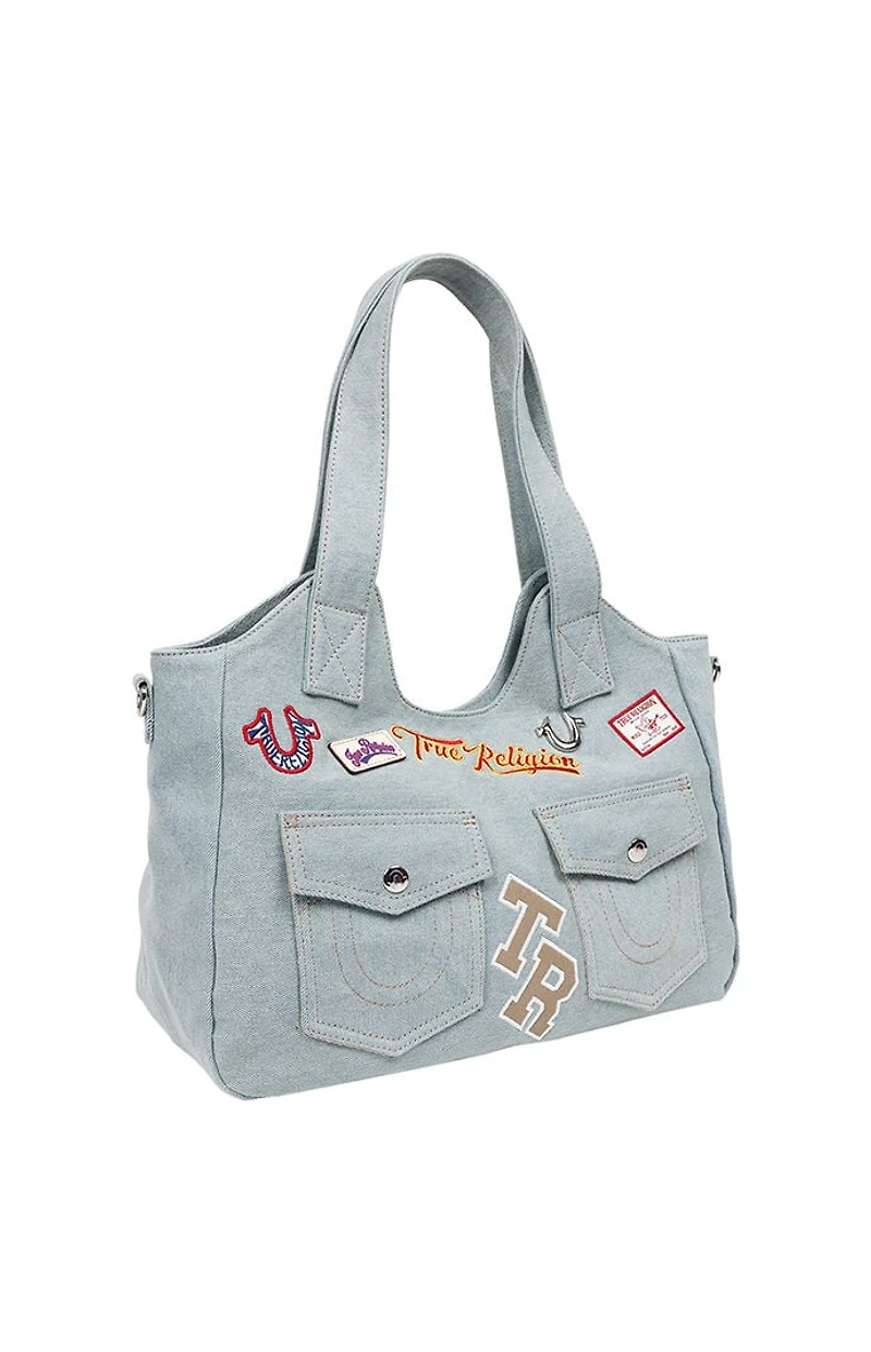 True Religion Agusto Multi Patch Soft Tote Bag