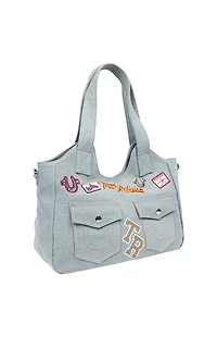 True Religion Agusto Multi Patch Soft Tote Bag