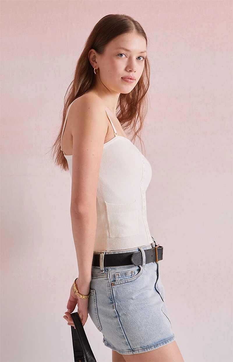 Beverly and Beck Frankie Button Up Sweater Tank Top