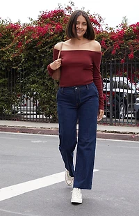 John Galt Burgundy Mayson Off-The-Shoulder Top