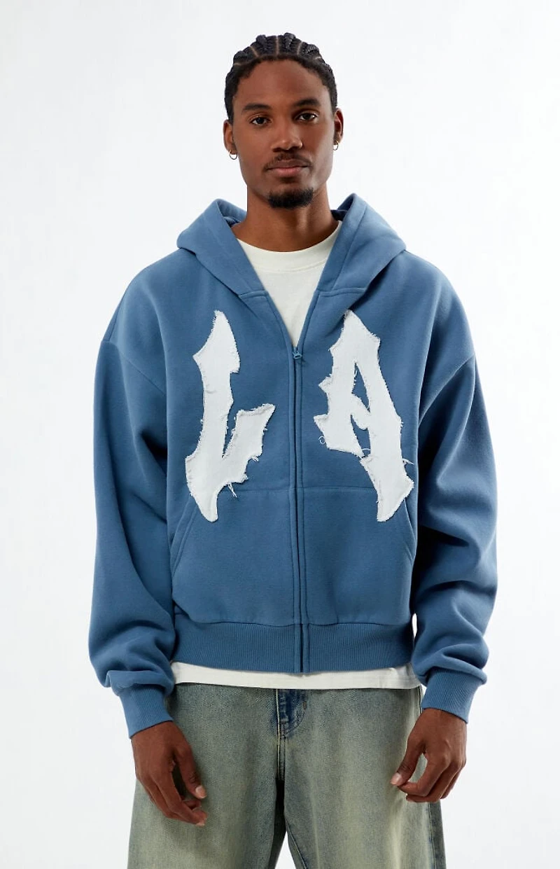 Pacsun LA Raw Applique Full Zip Hoodie