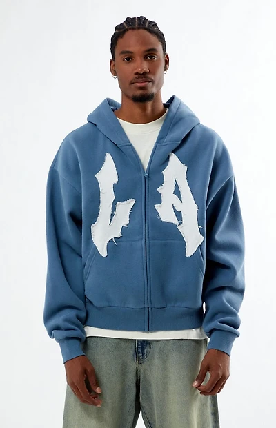 Pacsun LA Raw Applique Full Zip Hoodie