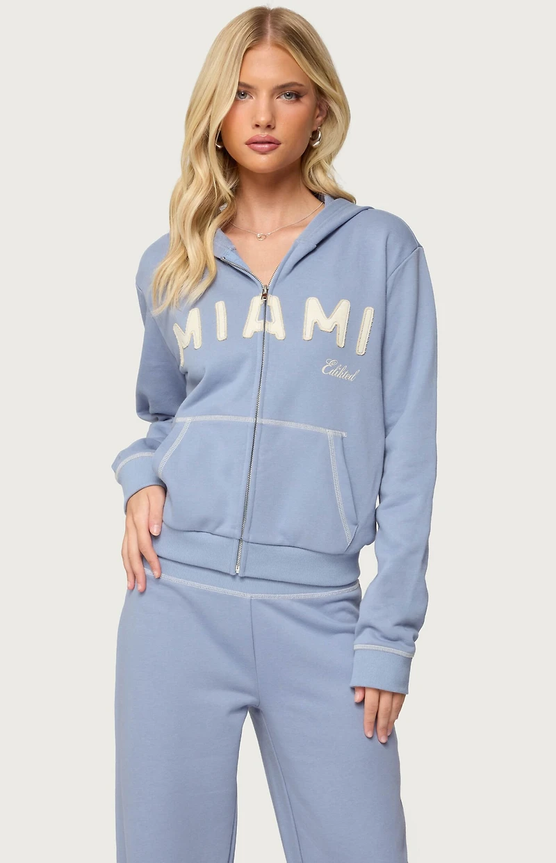 Edikted Miami Babe Zip Up Hoodie