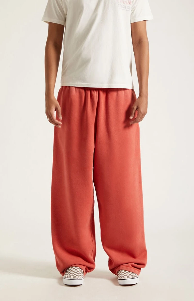 Pacsun Red Washed Fleece Extreme Baggy Sweatpants